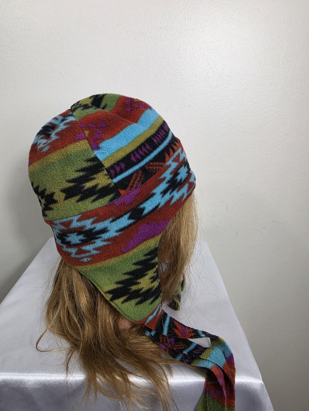 Colorful Aztec-Pattern Fleece Earflap Hat - Picture 4 of 5